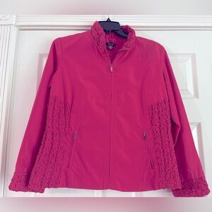ZOE D Pink Windbreaker with Ruffled Accents